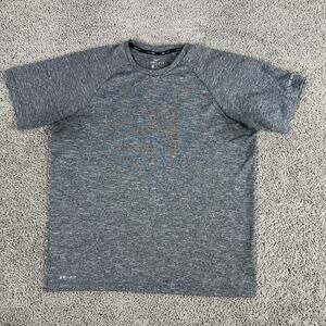 Nike Swim Shirt Mens Medium Heather Gray Short Sleeve Rash Guard UPF 40 *
